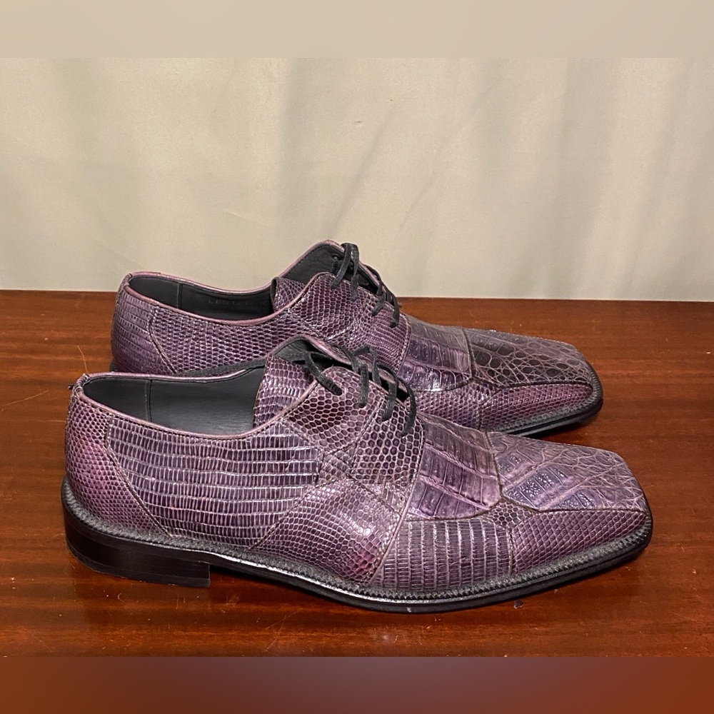 David Eden Genuine Crocodile Squared Toe Mens dress shoes Purple  10.5
